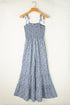 Thin Straps Smocked Bodice Wide Leg Floral Jumpsuit